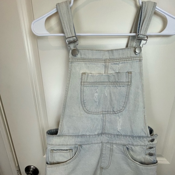 Forever 21 Denim Overall Mini Skirt Bleached M - Picture 8 of 17